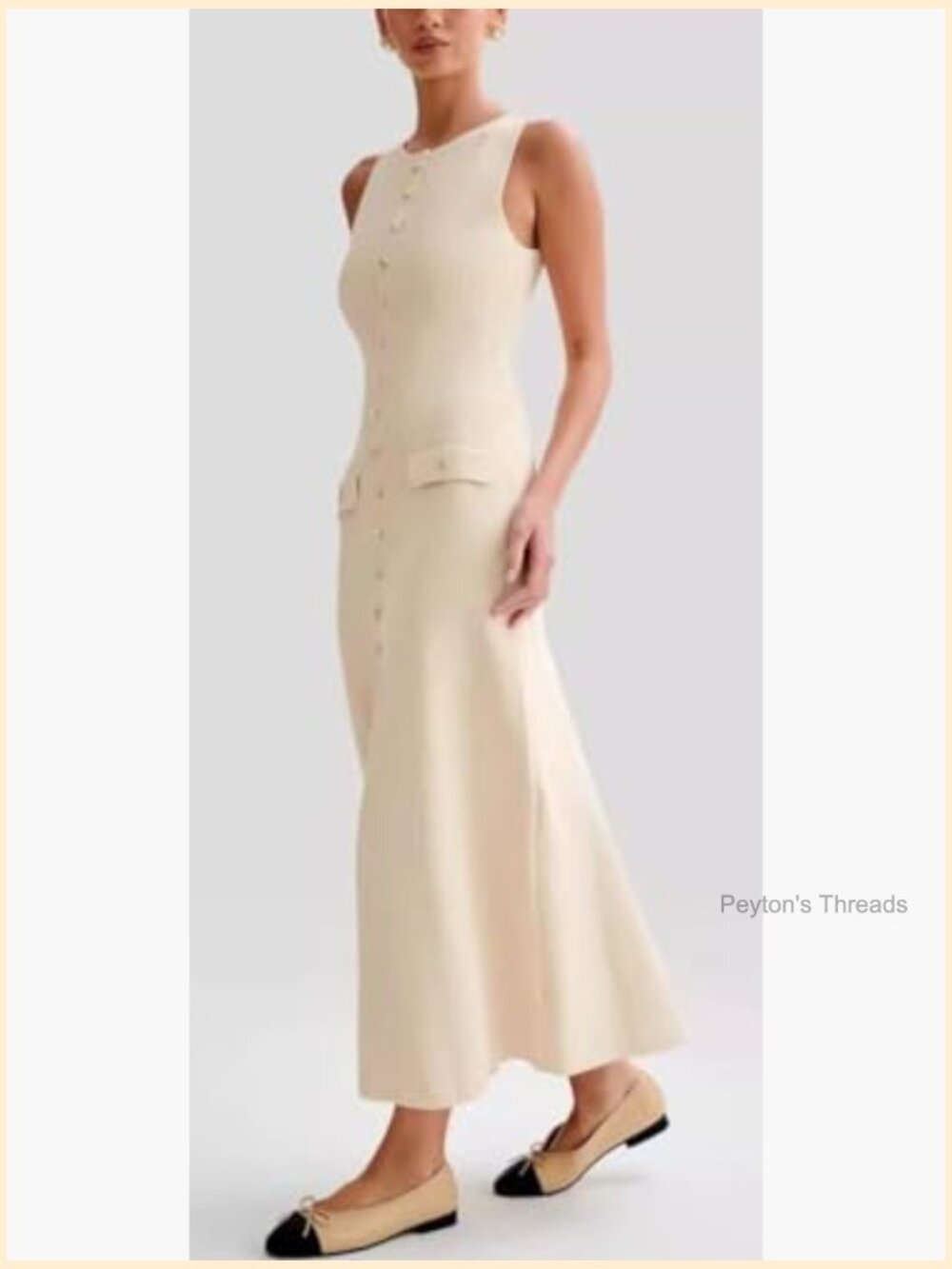 Sleeveless Knit Maxi Dress with Slit, Bodycon Fit - Picture 2 of 7